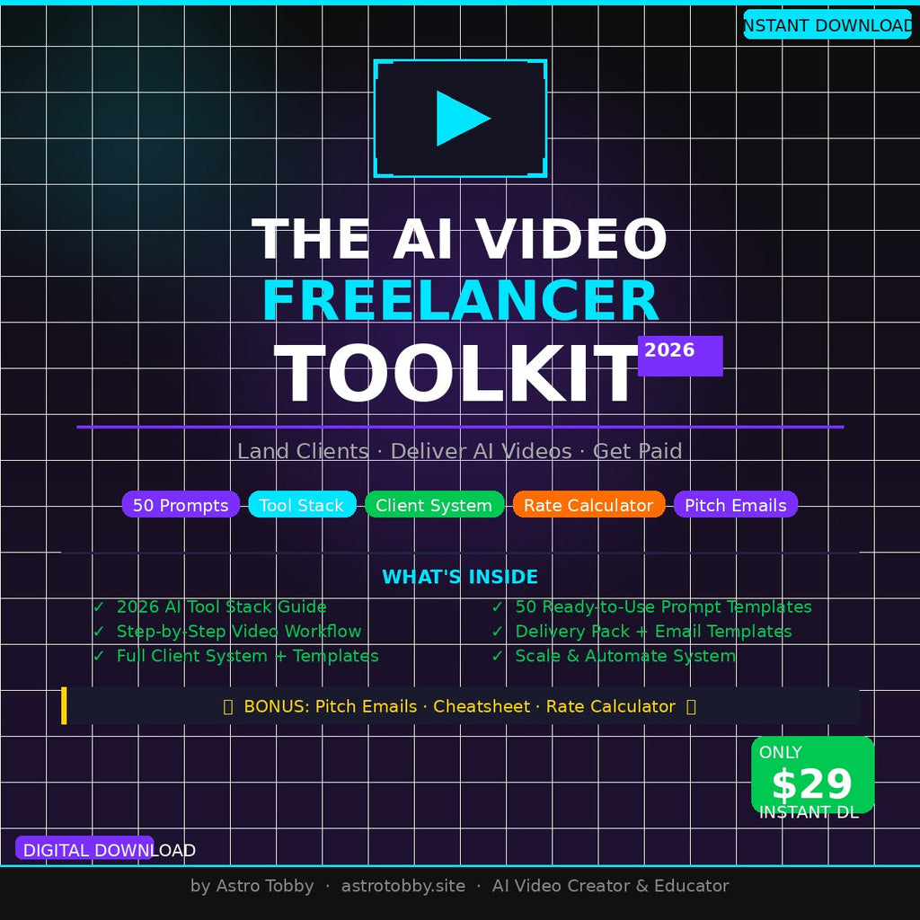 The AI Video Freelancer Toolkit 2026 — Land Clients, Deliver AI Videos, Get Paid